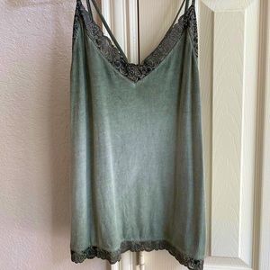 Rich green American eagle lace ribbed tank top